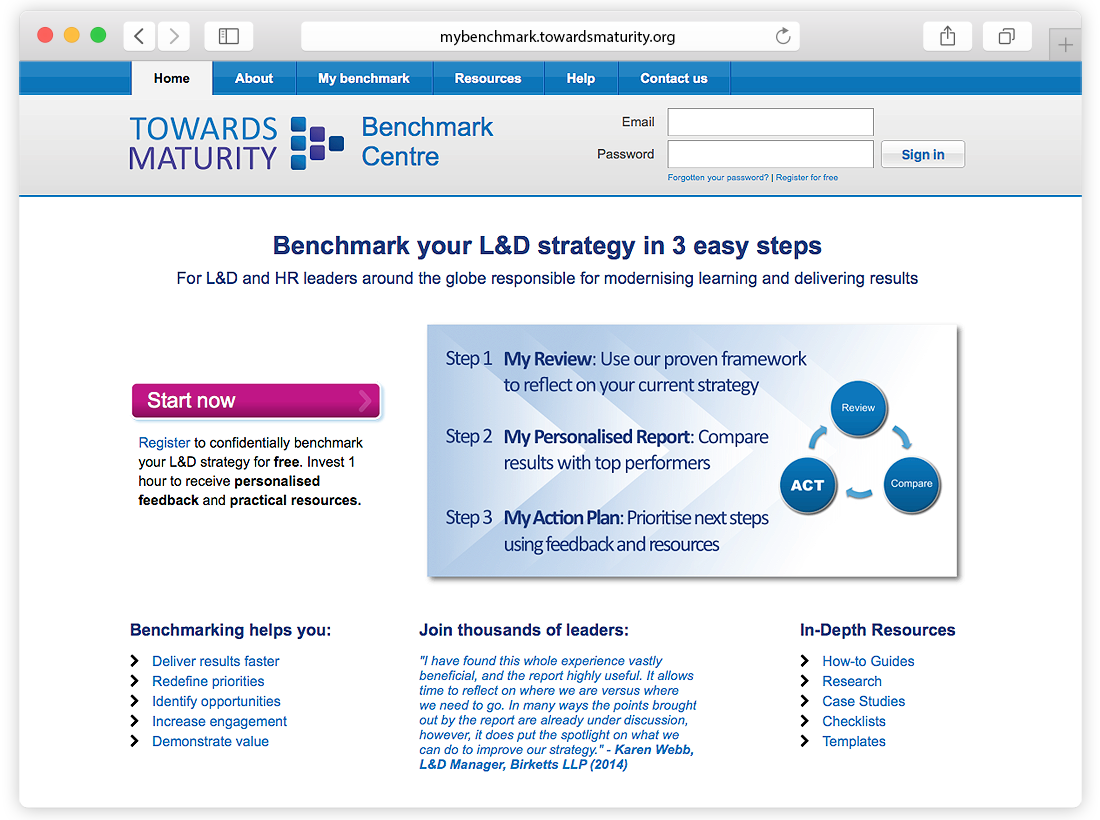 Towards Maturity Benchmark Centre Website image