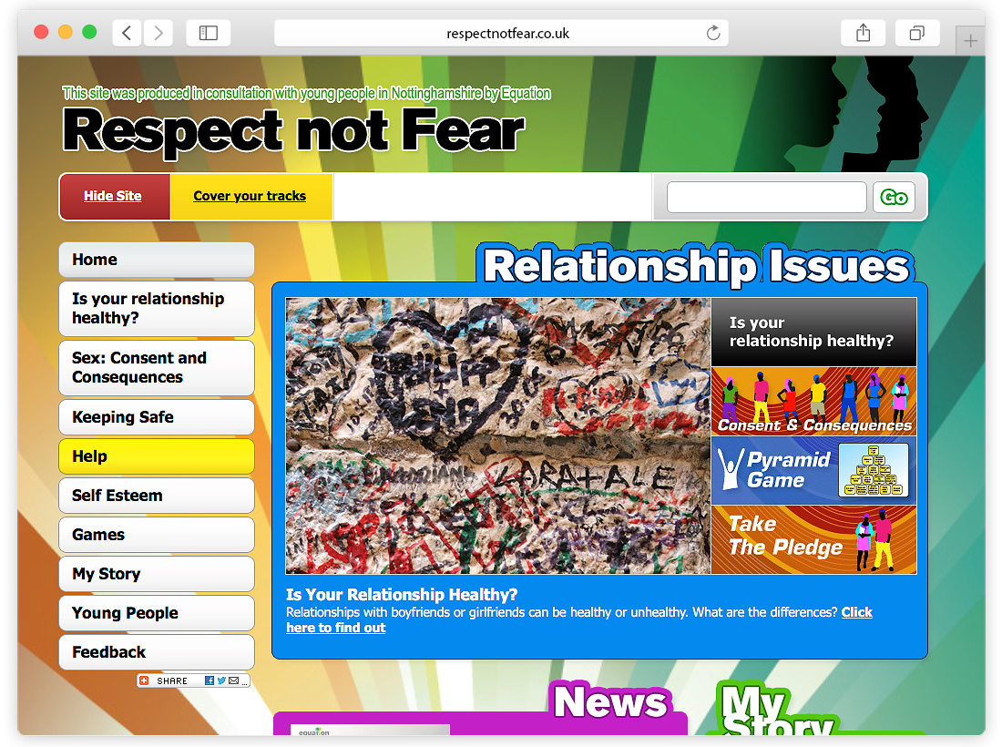 Equation – ‘Respect Not Fear’ Website image