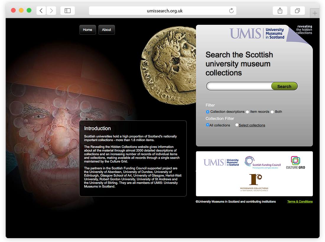 UMIS ‘Search The Hidden Collections’ Website image