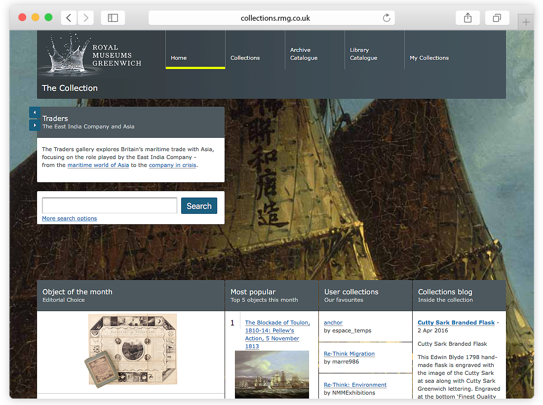 Royal Museums Greenwich ‘Collections Online’ Website and Touch Screen Pods image