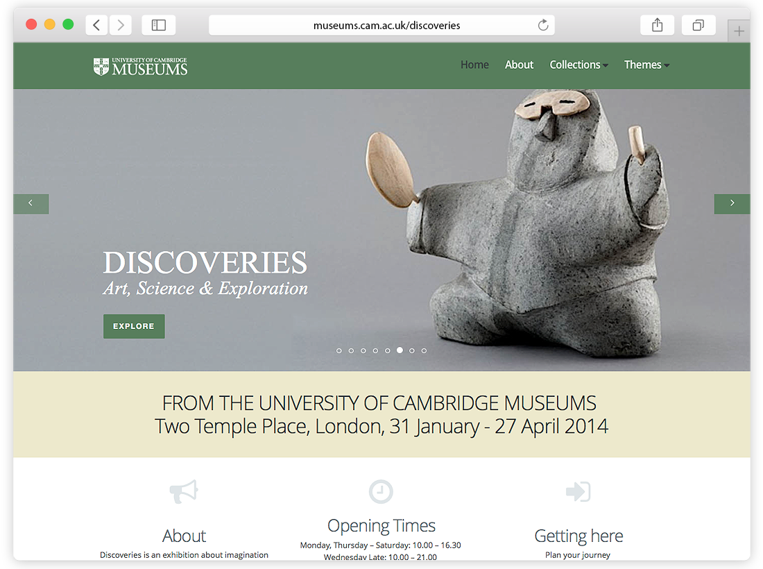 University of Cambridge Museums – Discoveries Website Design image