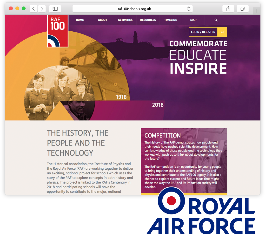 RAF100 Year Anniversary Celebration Website image