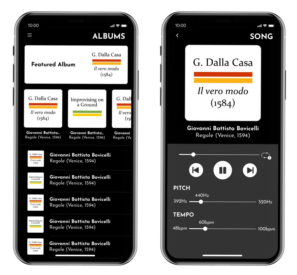 Passaggi iOS and Adroid music app screens Gooii